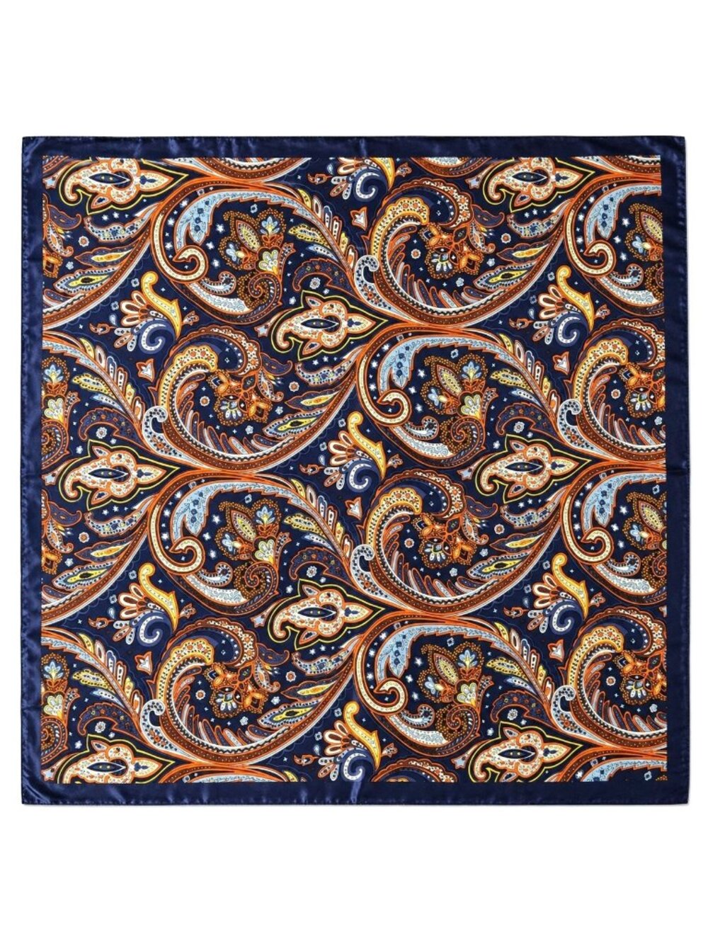 Navy Multicolor Paisley Wild Rag Scarf 35x35 Satin Western Cowgirl Cowboy